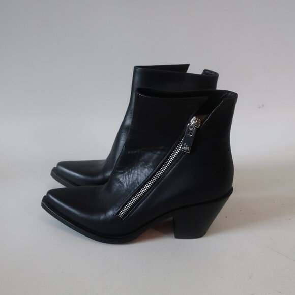 Christian Louboutin Shoes - Womens Christian Louboutin Santiazip 65 Black Leather Ankle Boots EU 34/US 4